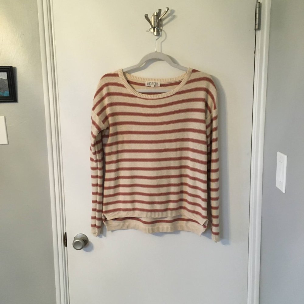 Pink Rose Peach & Cream Striped Sweater Top